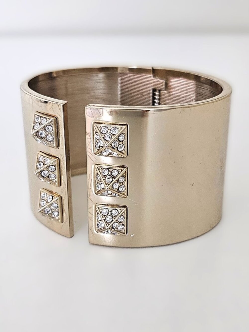 Victoria's Secret Gold Crystal Studded Cuff Bracelet | Statement Jewelry